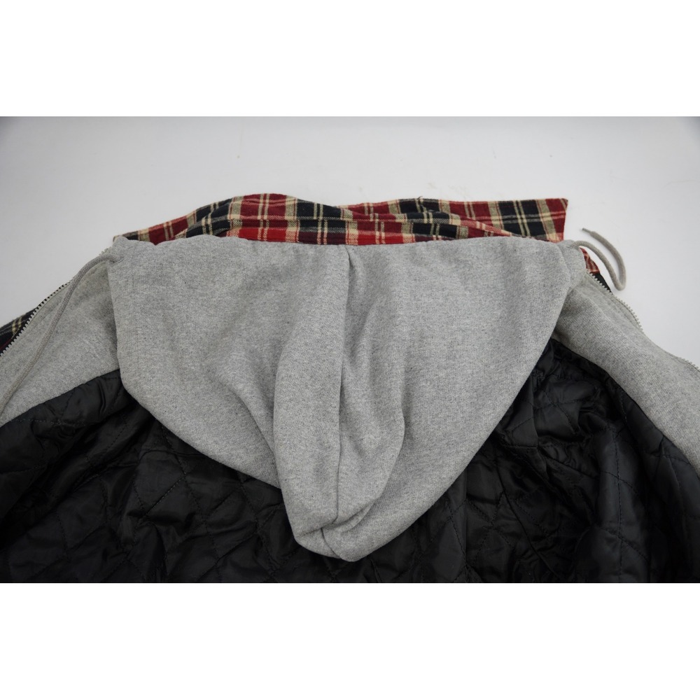 CACTUS Flannel Quilted Lined‎ Hooded Shirt Jacket Red Black Plaid Mens L - Picture 10 of 10